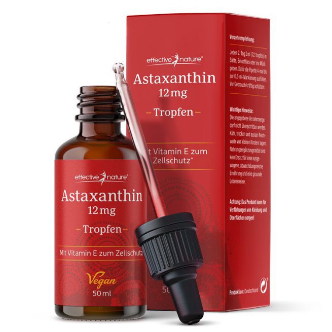 Astaxanthin 12 mg + Vitamin E Tropfen - 50 ml""