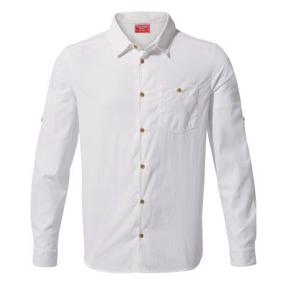 Craghoppers Men's Nosilife Nuoro Long Sleeved Shirt White