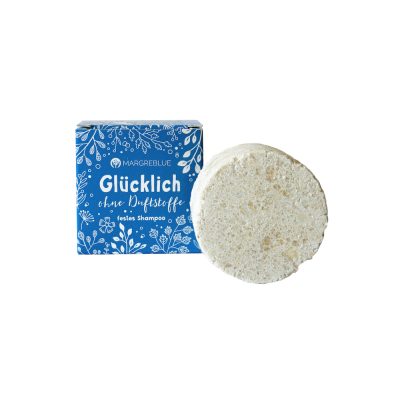 Glücklich ohne Duftstoffe festes Shampoo perfekt für empfindliche Haare und Kopfhaut.