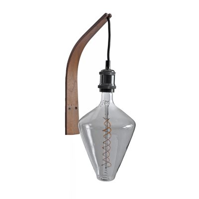 LeuchtNatur - Arcus - Wandlampe mit Holzhalterung und großer Glühbirne
