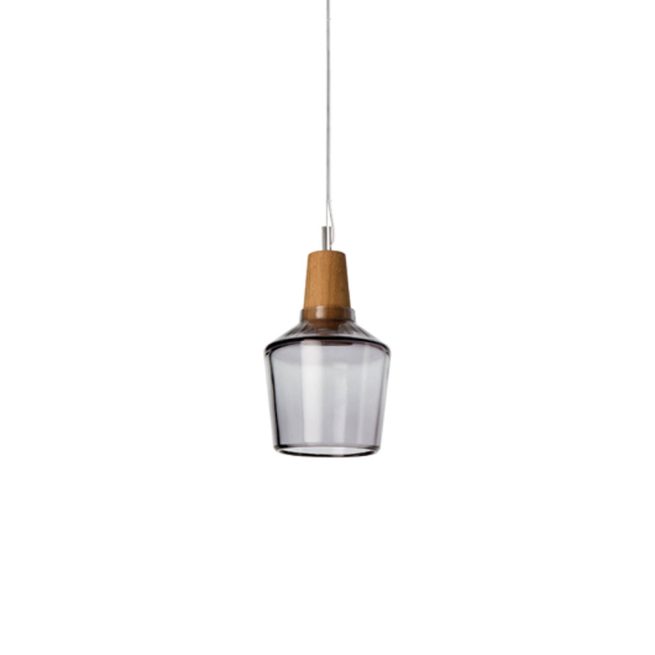 dreizehngrad - Industrial 15/16P - Glas Pendelleuchte mit Holzfassung